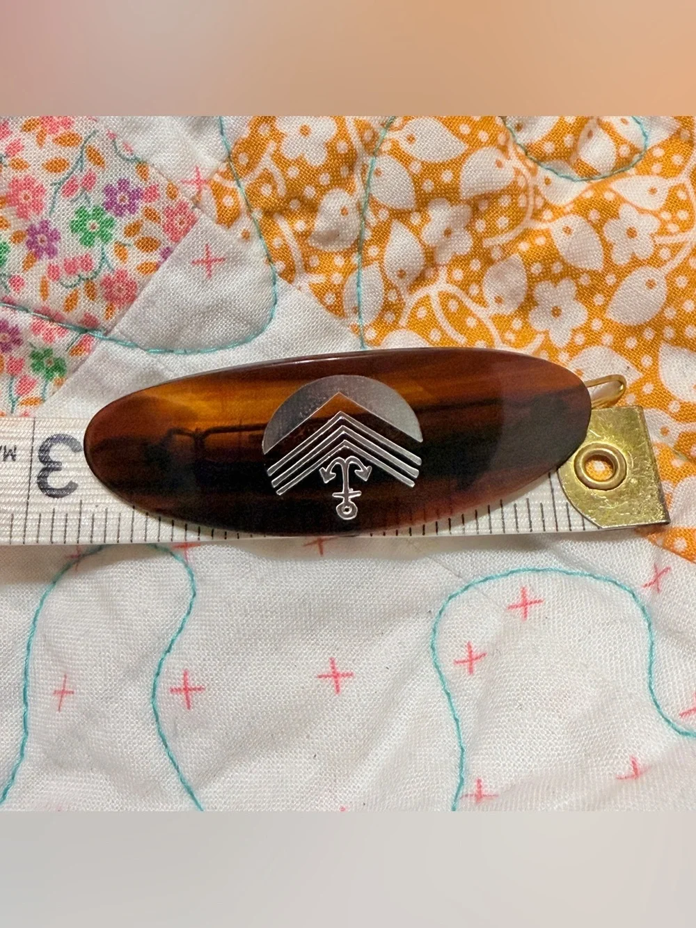 1970’s Oval French Barrette with Anchor in Brown Tortoiseshell, Deadstock/Unworn